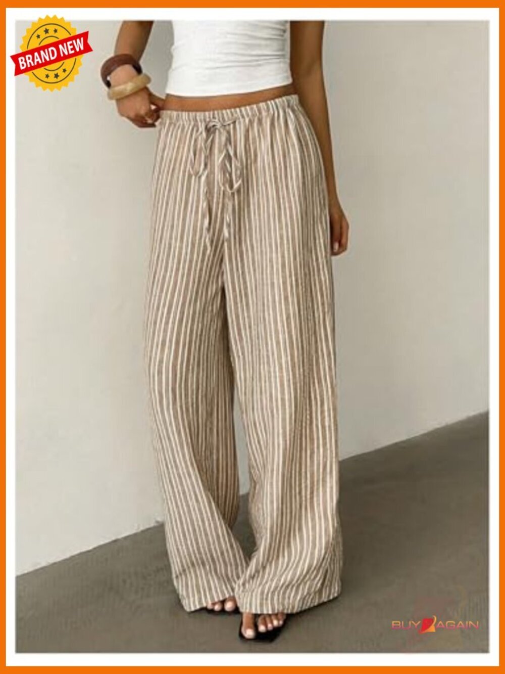 Satin Pants Drawstring Waist Straight Leg Lounge Pants - Picture 4 of 5